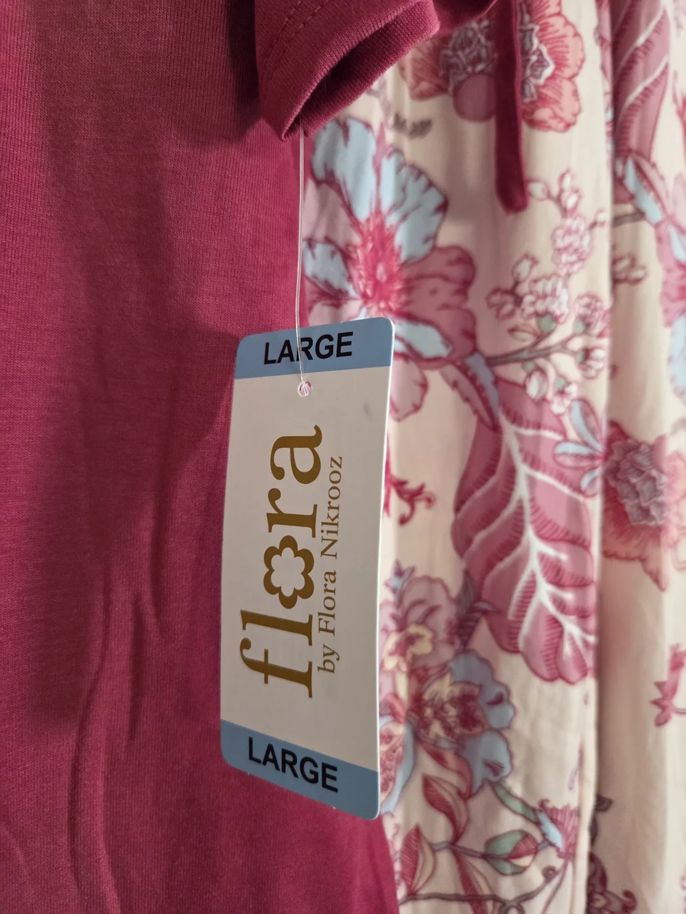 Flora Nikrooz Raspberry Short-Sleeve Top & Blush Floral Pajama Capri Pants NWT - Picture 3 of 8